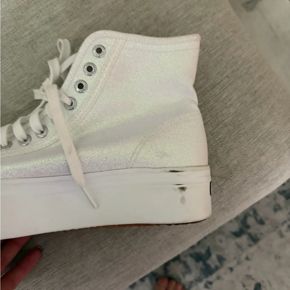 Superga Women's Iridescent White Platform Sneakers